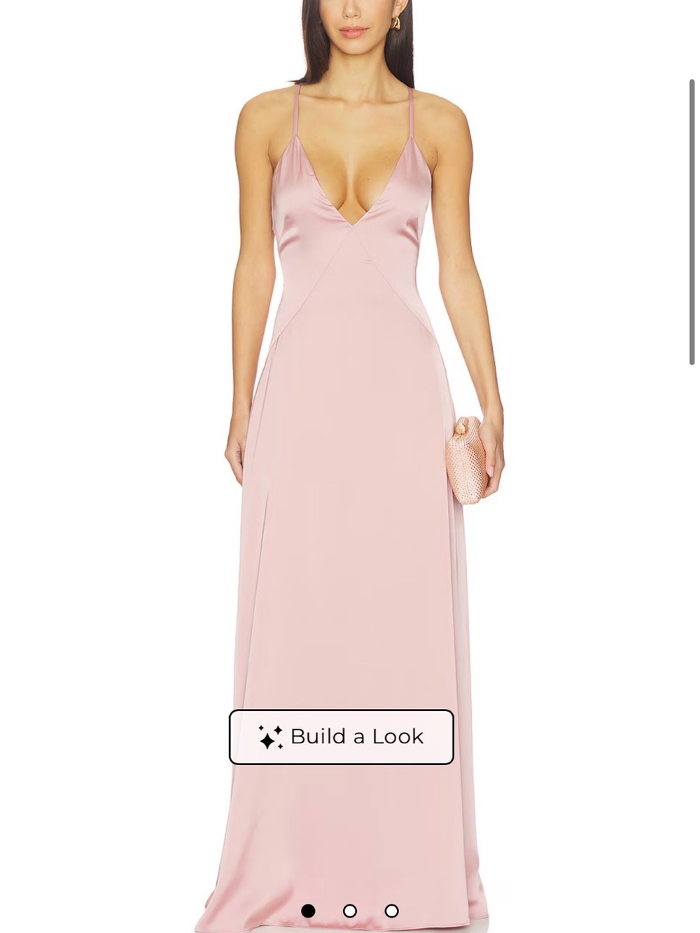 Lovers + Friends Dusty Rose Satin V-Neck Maxi Dress